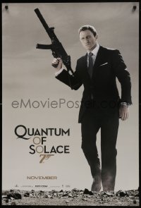8a683 QUANTUM OF SOLACE teaser 1sh 2008 Daniel Craig as Bond with H&K submachine gun!