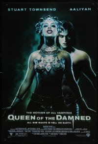 8a685 QUEEN OF THE DAMNED 1sh 2001 close up of sexy vampire Aaliyah & Stuart Townsend!