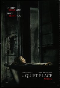 8a687 QUIET PLACE teaser DS 1sh 2018 completely creepy image of Emily Blint in bathtub & ghost!