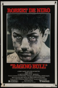 8a689 RAGING BULL 1sh 1980 Hagio art of Robert De Niro, Martin Scorsese boxing classic!
