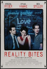 8a704 REALITY BITES 1sh 1994 Winona Ryder, Ben Stiller, Ethan Hawke, comedy about love in the '90s!