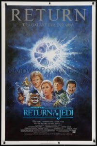 8a718 RETURN OF THE JEDI NSS style 1sh R1985 George Lucas classic, Mark Hamill, Ford, Tom Jung art!