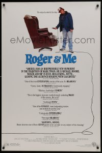 8a741 ROGER & ME 1sh 1989 1st Michael Moore documentary, about General Motors CEO Roger Smith!