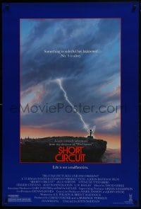 8a775 SHORT CIRCUIT 1sh 1986 cool artwork of Johnny Five being struck by lightning by John Alvin!