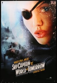 8a790 SKY CAPTAIN & THE WORLD OF TOMORROW teaser DS 1sh 2004 close-up of Angelina Jolie w/eyepatch!