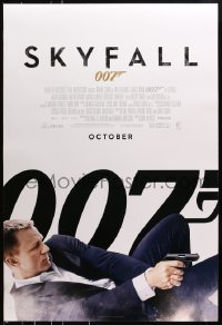 8a793 SKYFALL int'l advance DS 1sh 2012 October style, Craig as James Bond on back shooting gun!
