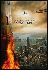 8a795 SKYSCRAPER teaser DS 1sh 2018 Dwayne The Rock Johnson perilously jumping off of crane!