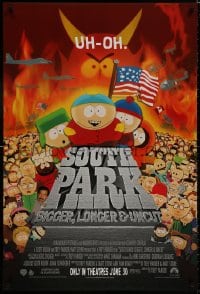 8a814 SOUTH PARK: BIGGER, LONGER & UNCUT advance 1sh 1999 Parker & Stone animated musical!