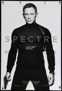 8a821 SPECTRE teaser DS 1sh 2015 cool image of Daniel Craig as James Bond 007 with gun!