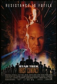 8a839 STAR TREK: FIRST CONTACT advance DS 1sh 1996 Jonathan Frakes, Stewart, Spiner, sexy Borg Krige!