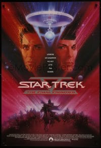 8a835 STAR TREK V 1sh 1989 The Final Frontier, art of William Shatner & Leonard Nimoy by Bob Peak!