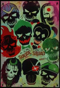 8a864 SUICIDE SQUAD teaser DS 1sh 2016 Smith, Leto as the Joker, Robbie, Kinnaman, cool art!