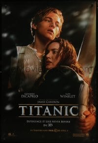 8a903 TITANIC DS 1sh R2012 Leonardo DiCaprio & Winslet, Cameron, collide with destiny on April 6!