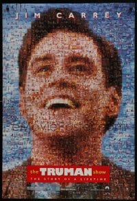 8a928 TRUMAN SHOW teaser DS 1sh 1998 really cool mosaic art of Jim Carrey, Peter Weir