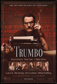 8a929 TRUMBO teaser DS 1sh 2015 Bryan Cranston in the title role as Dalton behind typewriter!