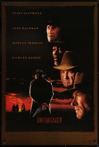 8a943 UNFORGIVEN DS 1sh 1992 gunslinger Clint Eastwood, Gene Hackman, Morgan Freeman, Harris!