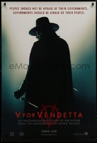 8a945 V FOR VENDETTA teaser 1sh 2005 Wachowskis, Natalie Portman, silhouette of Hugo Weaving!