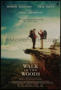 8a950 WALK IN THE WOODS advance DS 1sh 2015 Robert Redford and Nick Nolte on edge of cliff!