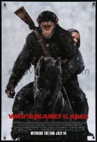 8a957 WAR FOR THE PLANET OF THE APES style D advance DS 1sh 2017 Caesar and Miller on horseback!
