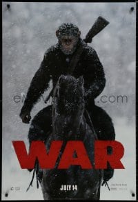 8a955 WAR FOR THE PLANET OF THE APES style A teaser DS 1sh 2017 great image of Caesar on horseback!