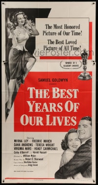 8b634 BEST YEARS OF OUR LIVES style A 3sh R1954 Dana Andrews hugs Teresa Wright, sexy Virginia Mayo!