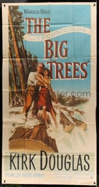 8b636 BIG TREES 3sh 1952 great art of Kirk Douglas & Eve Miller on log floating down river!