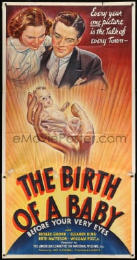 8b638 BIRTH OF A BABY 3sh 1938 cool art of parents & infant, see it before your very eyes!