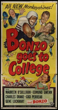 8b646 BONZO GOES TO COLLEGE 3sh 1952 wacky artwork of chimp playing football, all new monkeyshines!