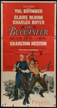 8b654 BUCCANEER 3sh 1958 Yul Brynner, Charlton Heston, directed by Anthony Quinn!