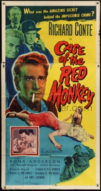 8b663 CASE OF THE RED MONKEY 3sh 1955 Richard Conte solves the secret behind the impossible crime!