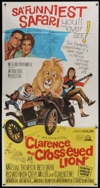 8b669 CLARENCE THE CROSS-EYED LION 3sh 1965 Africa safari, wacky art of cross-eyed lion driving!