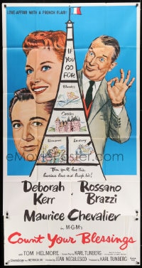 8b675 COUNT YOUR BLESSINGS 3sh 1959 Deborah Kerr, Rossano Brazzi & Maurice Chevalier in Paris!