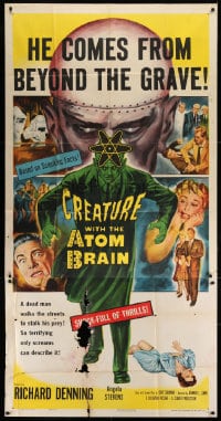 8b679 CREATURE WITH THE ATOM BRAIN 3sh 1955 Curt Siodmak, art of dead man stalking his prey!