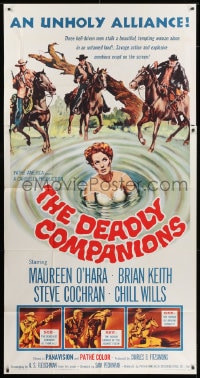 8b686 DEADLY COMPANIONS style B 3sh 1961 1st Peckinpah, art of sexy Maureen O'Hara caught swimming!