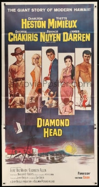 8b690 DIAMOND HEAD 3sh 1962 Howard Terpning art of Charlton Heston, Mimieux & co-stars over Hawaii!
