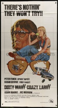 8b691 DIRTY MARY CRAZY LARRY 3sh 1974 art of Peter Fonda & sexy Susan George sucking on popsicle!