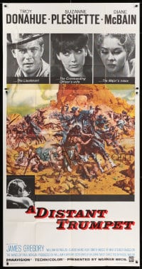 8b692 DISTANT TRUMPET 3sh 1964 cool art of Troy Donahue vs Indians by Frank McCarthy!
