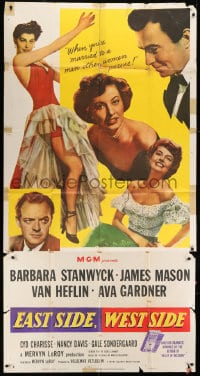 8b701 EAST SIDE WEST SIDE 3sh 1950 Barbara Stanwyck, James Mason, sexy Ava Gardner, New York!