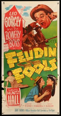 8b706 FEUDIN' FOOLS 3sh 1952 great montage of Leo Gorcey & The Bowery Boys as hillbillies, rare!