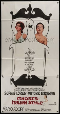 8b718 GHOSTS - ITALIAN STYLE style A int'l 3sh 1968 sexy Sophia Loren in bed with ghost & Gassman!