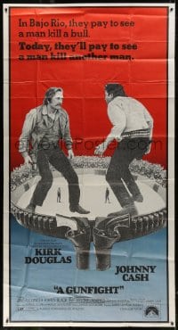 8b735 GUNFIGHT 3sh 1971 people pay to see Kirk Douglas and Johnny Cash try to kill each other!