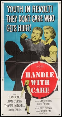 8b739 HANDLE WITH CARE 3sh 1958 Dean Jones, youth in revolt, they don't care who gets hurt!