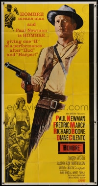 8b749 HOMBRE 3sh 1966 great life-sized image of Paul Newman, directed by Martin Ritt!