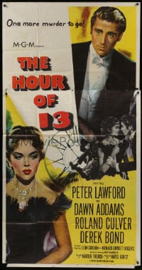 8b752 HOUR OF 13 3sh 1952 Peter Lawford & sexy Dawn Addams, T killer is at large!