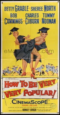 8b754 HOW TO BE VERY, VERY POPULAR 3sh 1955 full-length art of sexy Betty Grable & Sheree North!