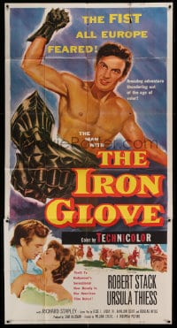 8b770 IRON GLOVE 3sh 1954 art of barechested Robert Stack who had the fist all Europe feared!