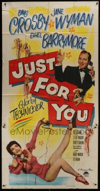 8b781 JUST FOR YOU 3sh 1952 great image of Bing Crosby & sexy Jane Wyman on telephone!