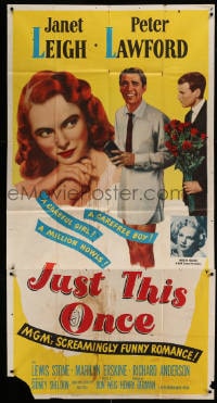 8b782 JUST THIS ONCE 3sh 1952 different art of Peter Lawford with no pants + sexy Janet Leigh!