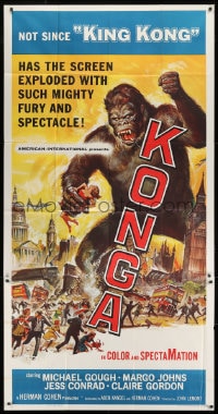 8b787 KONGA 3sh 1961 great artwork of giant angry ape terrorizing city by Reynold Brown!