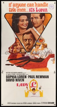 8b788 LADY L 3sh 1966 great Sheridan art of sexy Sophia Loren, Paul Newman & David Niven!